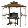thumbnail image 1 of YYAo Shade Shelter, Outdoor Gazebo,Outdoor Double-Tiered Grill Gazebo Canopy with 2 Shelves and 7 Hooks-Gray, 1 of 11