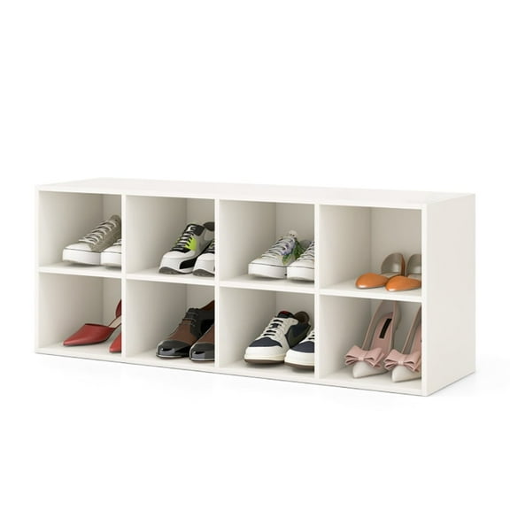 YYAo Shoe Rack, Shoe Organizer, Storage Shoe Shelf, 8 Cubbies Shoe Organizer with 500 LBS Weight Capacity-White