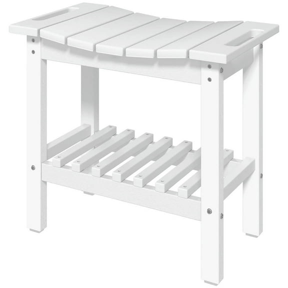 YYAo Shower Bench, Bathroom Bench,Shower Bench, Waterproof Shower Stool with Handle, Storage Shelf, White