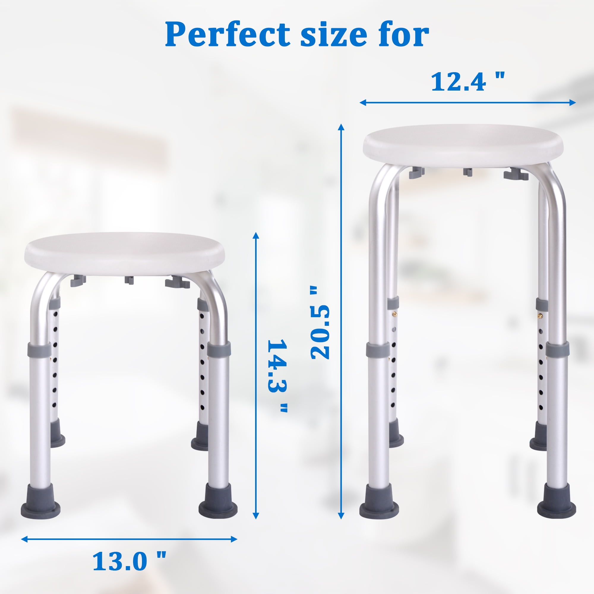YYAo Shower Stool, Shower Chair Bench with Adjustable Heights and Non-Slip Rubber for Safety and Stability, White YYAo Shower Stool, Shower Chair Bench with Adjustable Heights and Non-Slip Rubber for Safety and Stability, White