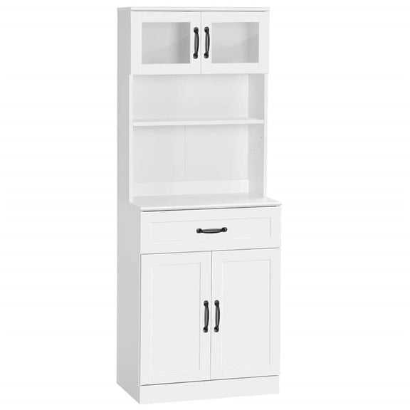 YYAo Sideboard Buffet Cabinet, Coffee Bar Cabinet,Freestanding Kitchen Pantry, 4-Door Buffet Cabinet with Hutch, Coffee Bar with Adjustable Shelves, 63.5 Inches, White