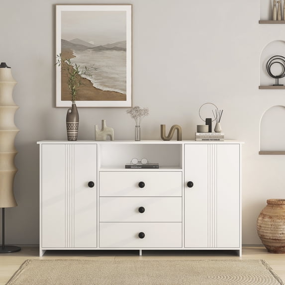 YYAo Sideboard Buffet Cabinet with Storage, Modern Kitchen Buffet Storage Cabinet with Drawer and Doors, 47" Large Coffee Bar with Adjustable Shelves for Kitchen