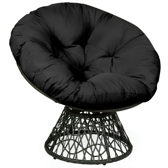 YYAo Sitting Chair, Sofa Lounge Chair,Rattan Papasan Chair Ergonomic 360-degree Swivel Soft Cushion Garden-Black