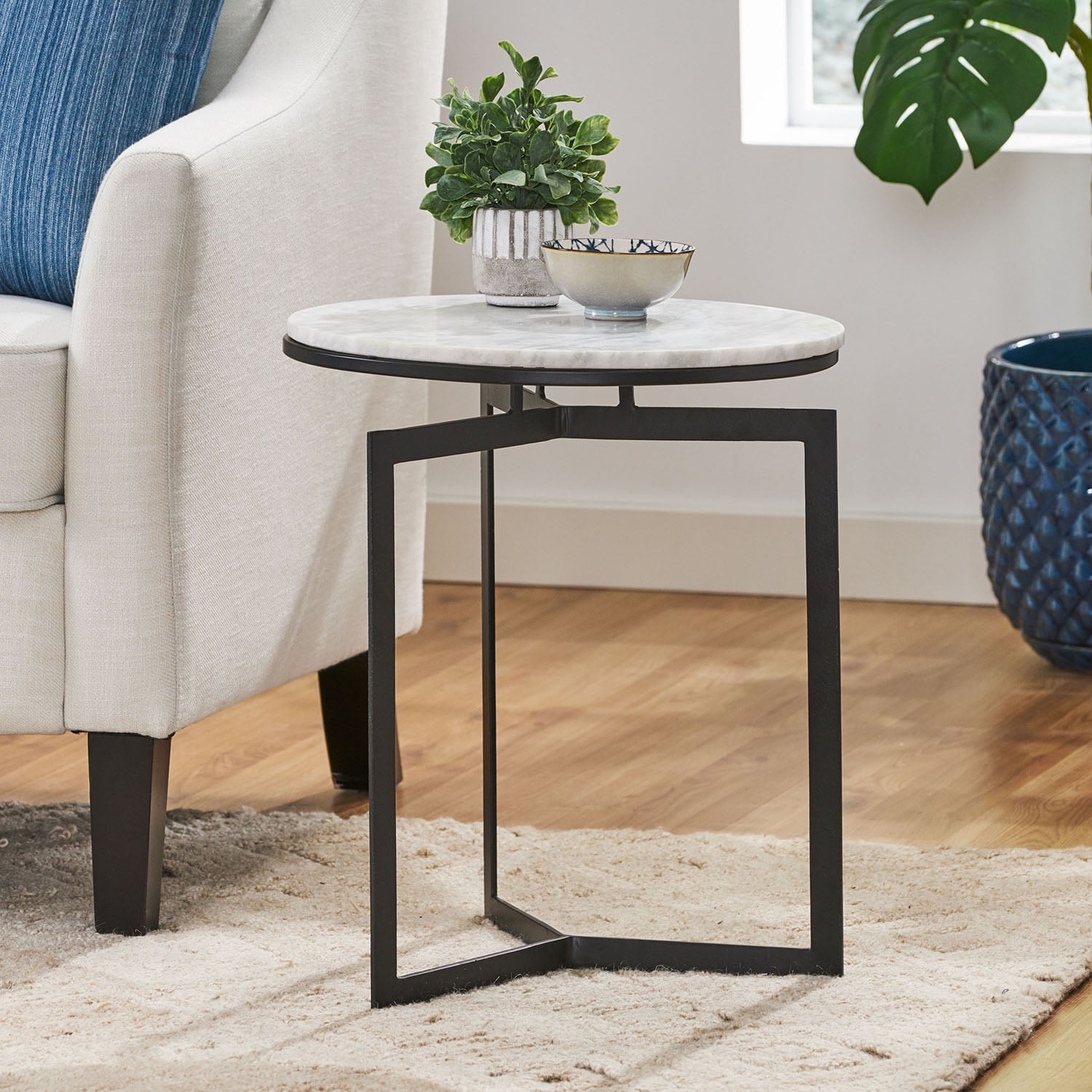 YYAo Small Round End Table for Narrow and Small Space, Round Accent ...