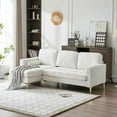 thumbnail image 1 of YYAo Sofa, Couch for Living Room, L-Shaped 3-Seat Indoor Modular Sofa with Linen Seat and Footstool, Beige, 1 of 13