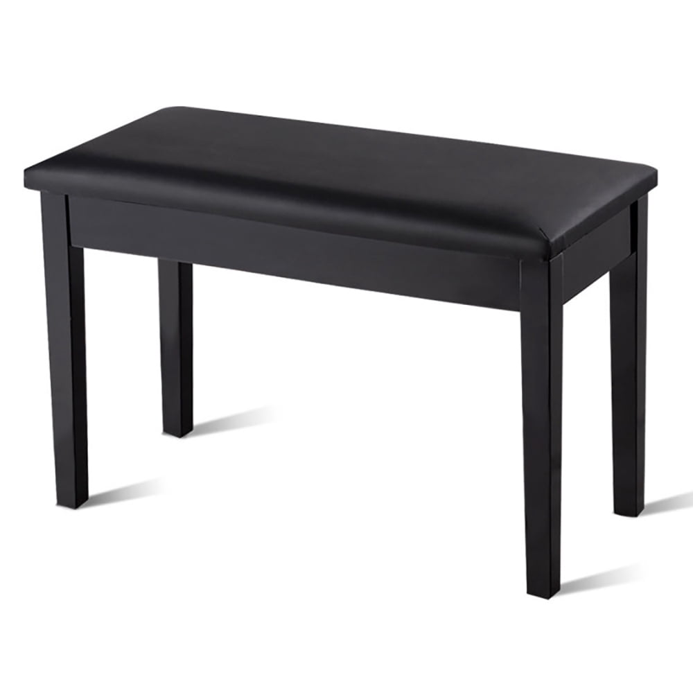 YYAo Solid Wood PU Leather Padded Piano Bench Keyboard Seat-Black