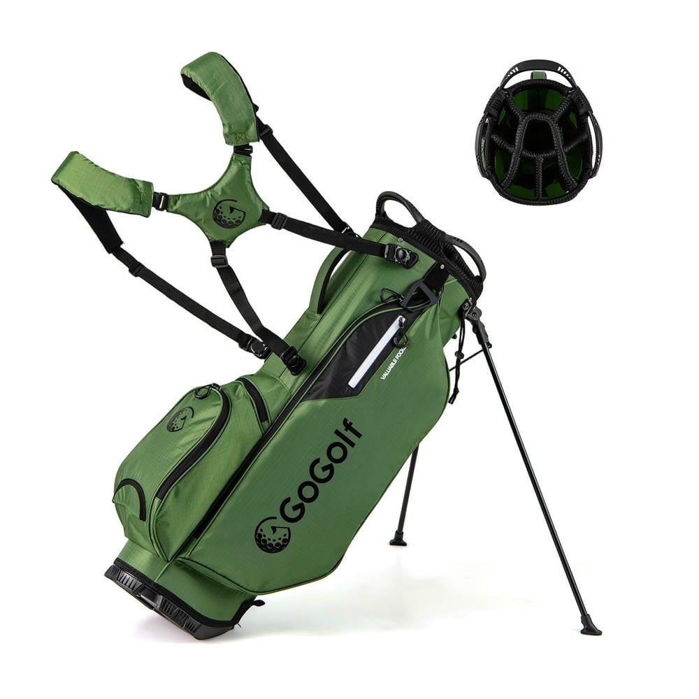 YYAo Sports Golf Stand Bag - Lightweight 8-Way Top Divider Bag with 5 Convenient Zipper Pockets, Ideal for Golfers, Green