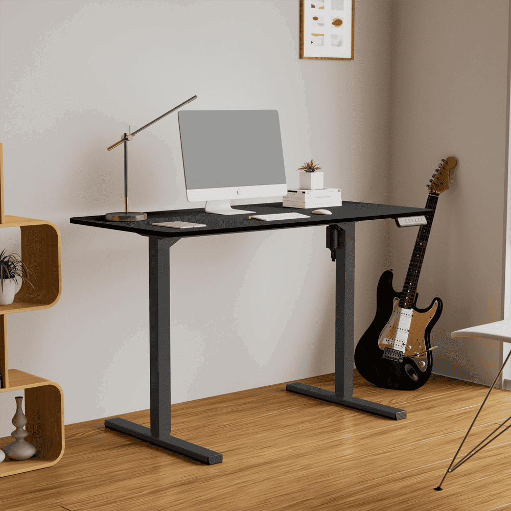 YYAo Standing Desk, Sit Stand Up Desk,Adjustable Height Desk Home Office Computer Workstation Sit Stand up Desk (Black Frame + Black Top)