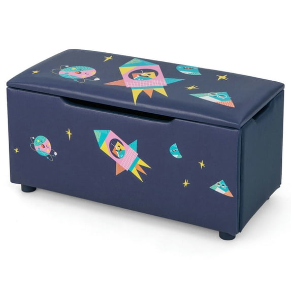 YYAo Storage Chest, Toy Chest Toy Box,Kids Wooden Upholstered Toy Storage Box with Removable Lid-Navy