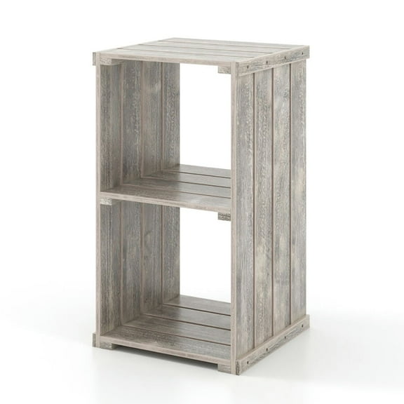 YYAo Storage Organizer Bookcase, Display Rack Shelves,2-Cube Storage Shelf with Open Back and 3-Tier Shelf-Light Brown