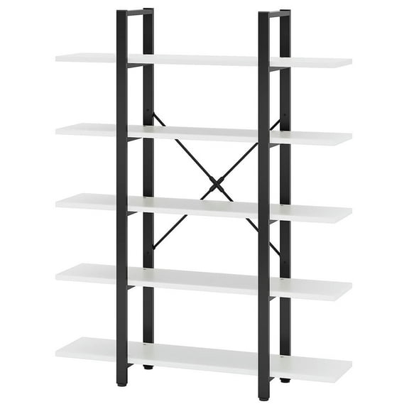 YYAo Storage Organizer Bookcase, Display Rack Shelves,5-Tier Bookshelf, Open Etagere Bookcase Storage Display Rack, White & Black