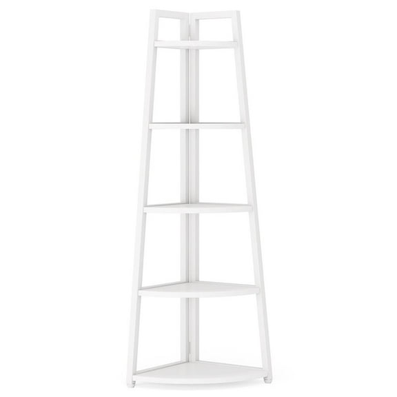 YYAo Storage Organizer Bookcase, Display Rack Shelves,5-Tier Corner Shelf, 70" Tall Corner Ladder Shelf Small Bookshelf,White