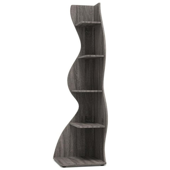 YYAo Storage Organizer Bookcase, Display Rack Shelves,5-Tier Corner Shelf, Modern Wall Corner Bookshelf Bookcase,Gray