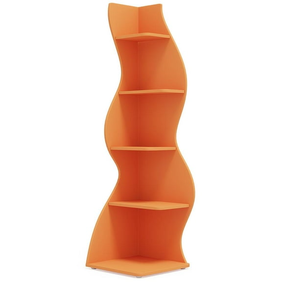 YYAo Storage Organizer Bookcase, Display Rack Shelves,5-Tier Corner Shelf, Modern Wall Corner Bookshelf Bookcase,Orange