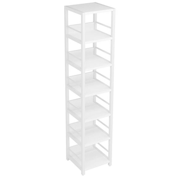 YYAo Storage Organizer Bookcase, Display Rack Shelves,6-Tier Corner Shelf, Narrow Etagere Bookshelf Storage Rack, White