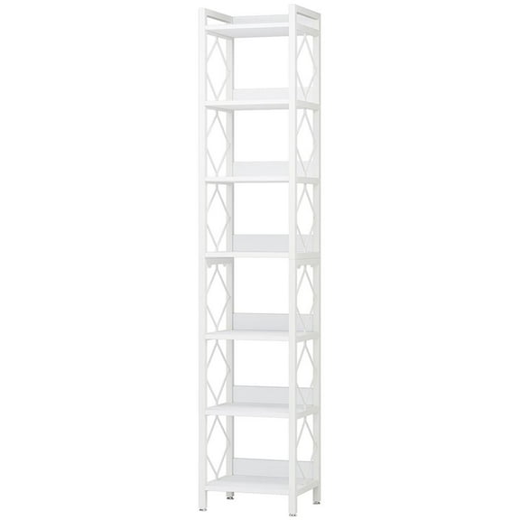 YYAo Storage Organizer Bookcase, Display Rack Shelves,7-Tier Corner Shelf, 78.7" Narrow Bookshelf Corner Bookcase,White