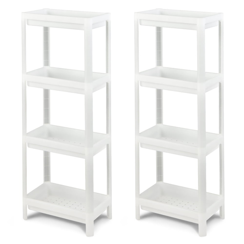 YYAo Storage Shelves, Shelf Units, Storage Rack Shelves,2 Packs 4-Tier Detachable Slim Storage Cart with Drainage Holes for Small Space-White YYAo Storage Shelves, Shelf Units, Storage Rack Shelves,2 Packs 4-Tier Detachable Slim Storage Cart with Drainage Holes for Small Space-White