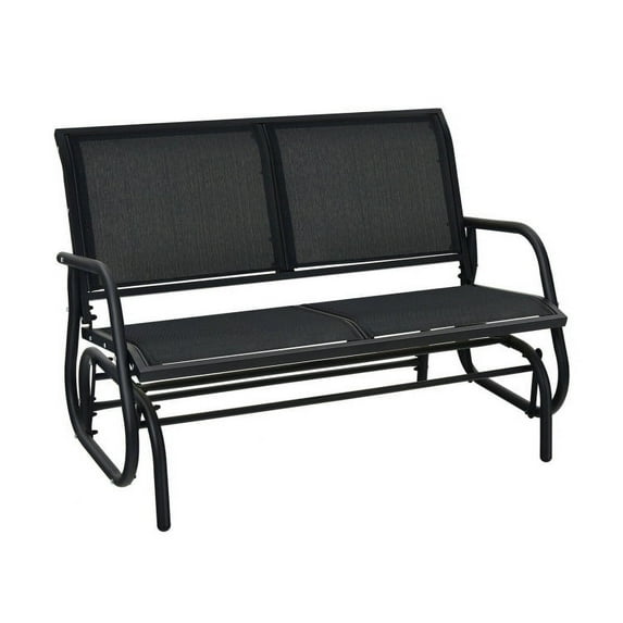 YYAo Swing Glider Chair, Swing Glider Chair 48 Inch Loveseat Rocker Lounge Backyard-Black,Sliding Rocker Double Seat Suitable for Backyard, Garden, Poolside, Lawn