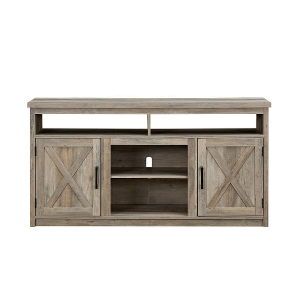 YYAo TV Media Console Table,TV Stand,Farmhouse Barn door TV Media Stand Modern Entertainment Console for TV Up to 65", Gray Wash