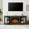 thumbnail image 1 of YYAo TV Media Console Table,TV Stand,Farmhouse Rattan TV Stand Console Table for TVs up to 70 Inches, Storage tv stand with 23" fireplace insert,GREY, 1 of 1