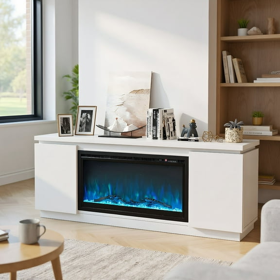 YYAo TV Media Console Table,TV Stand,TV Cabinet with 3 Adjustable Shelves and Anti-Tipping Kits for TVs up to 80 Inch-White