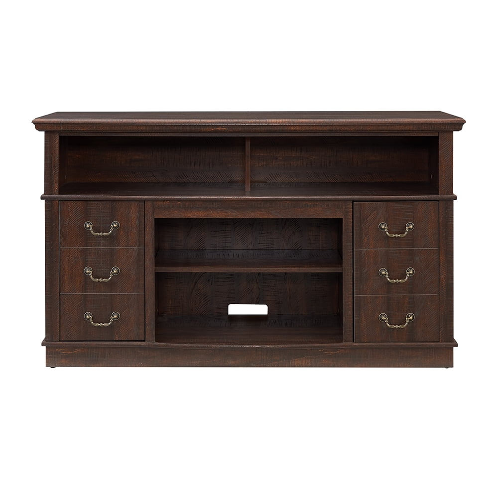 Espresso MDF Rustic Farmhouse TV Media Console with Storage, 60"
