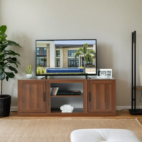 YYAo TV Stand, Television Console Table,Entertainment Center,58 Inch TV Stand with 1500W Faux Fireplace for TVs up to 65 Inch-Vintage