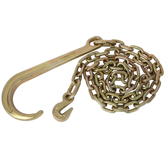 YYAo Tow Chain With 15 Inch Forged J Hook And Grab Hook - Grade 70 Chain - 6 Foot - 4,700 Pound Safe Working Load