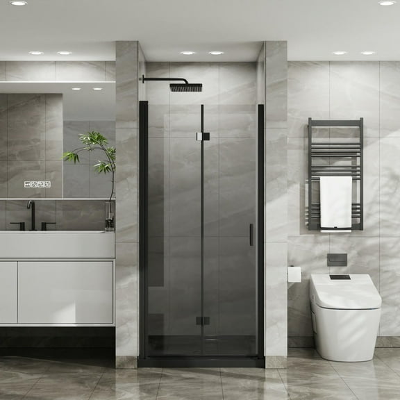 YYAo Tub Door, Bypass Tub Shower Door,34"x 72" Frameless Glass Shower Door with 1/4 inch Tempered Clear Glass,Black