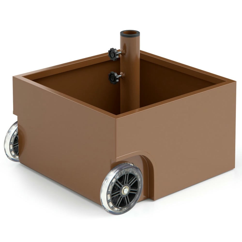 YYAo Umbrella Base, Outdoor Patio Umbrella Base,150 Pounds Patio Umbrella Base Stand Wheels Planter Outdoor-Coffee