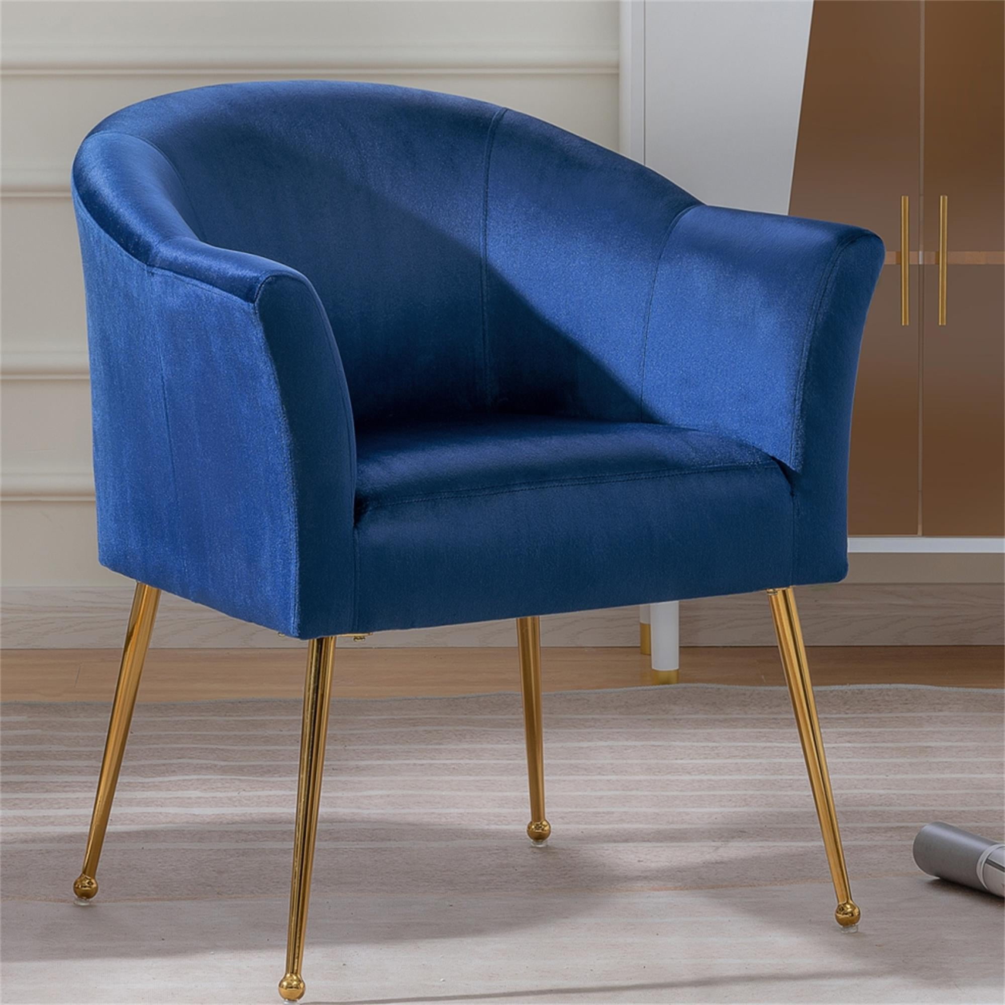 YYAo Velvet Accent Chair, Upholstered Comfy Armchair with Metal Legs for Bedroom, Living Room, Blue YYAo Velvet Accent Chair, Upholstered Comfy Armchair with Metal Legs for Bedroom, Living Room, Blue