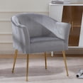 thumbnail image 1 of YYAo Velvet Accent Chair, Upholstered Comfy Armchair with Metal Legs for Bedroom, Living Room, Gray, 1 of 16