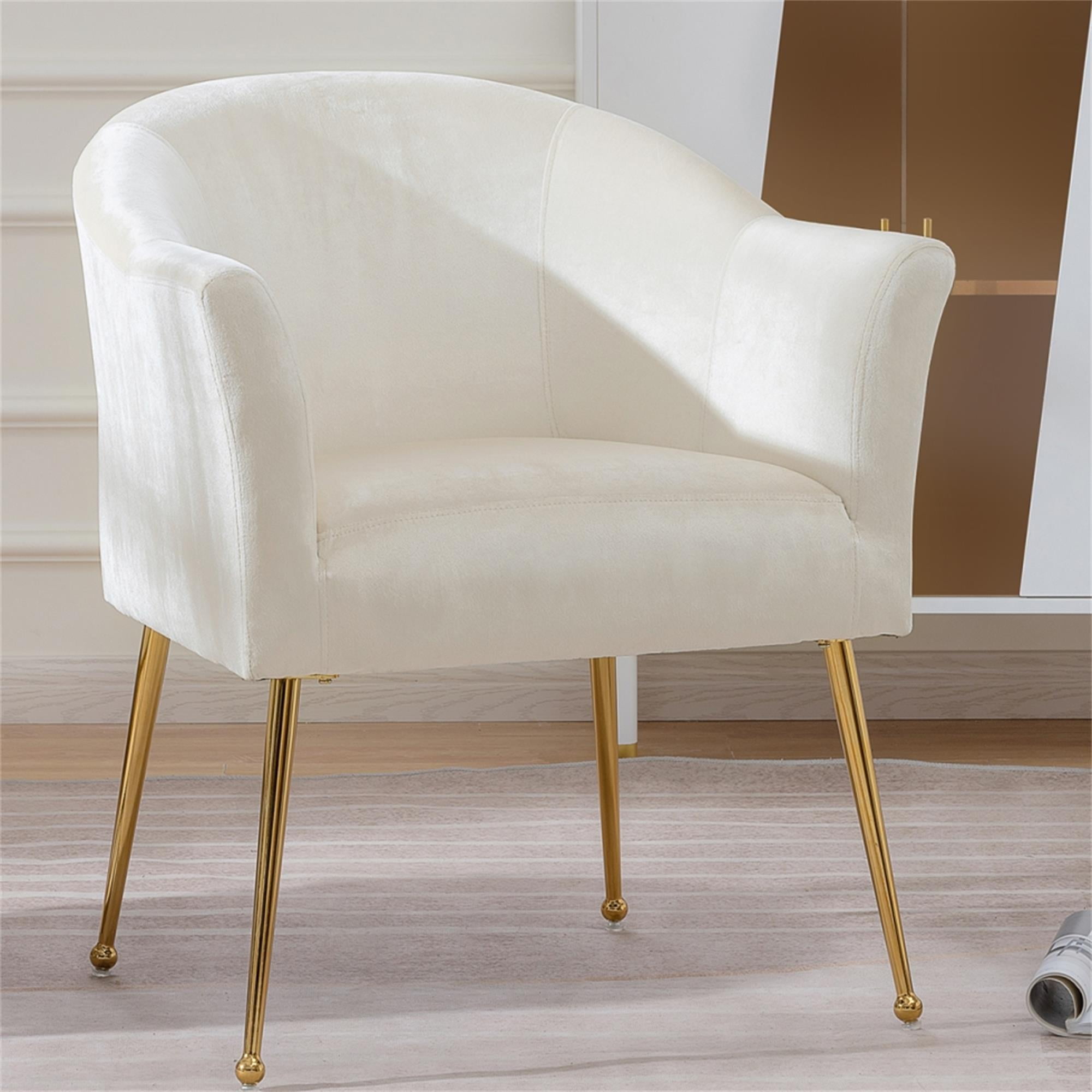 YYAo Velvet Accent Chair, Upholstered Comfy Armchair with Metal Legs for Bedroom, Living Room, White YYAo Velvet Accent Chair, Upholstered Comfy Armchair with Metal Legs for Bedroom, Living Room, White
