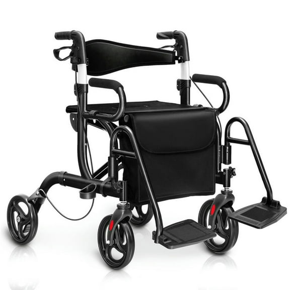 YYAo Walker for Seniors,Elderly Walker, Walker Mobility Aid, Folding Rollator Walker with 8-inch Wheels and Seat-Black