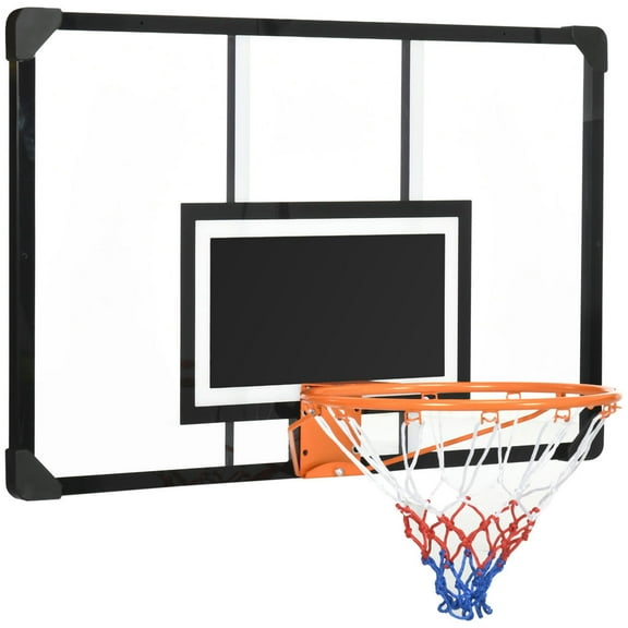 YYAo Wall Mounted Basketball Hoop with 45" x 29" Shatter Proof Backboard, Durable Rim and All-Weather Net