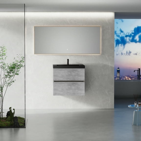 YYAo Wall Mounted Medicine Cabinets,Bathroom Wall Cabinet,24" Wall-Mounted Bathroom Storage Vanity Cabinet with Soft Close Drawers, Grey