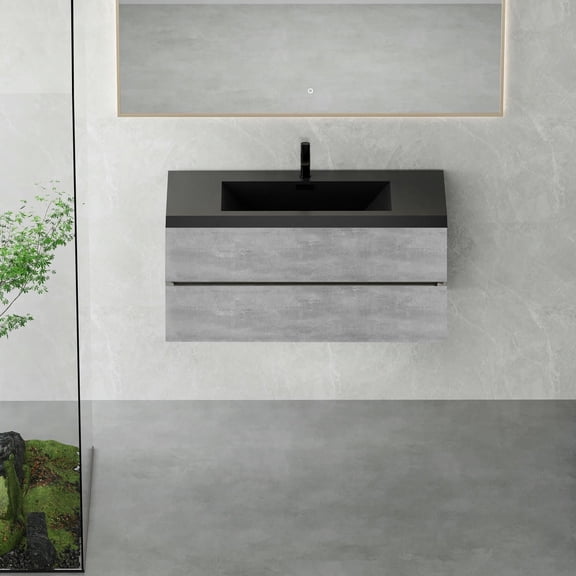 YYAo Wall Mounted Medicine Cabinets,Bathroom Wall Cabinet,48" Wall-Mounted Bathroom Storage Vanity Cabinet with Soft Close Drawers, Grey