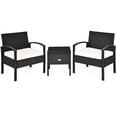 thumbnail image 1 of YYAo Wicker 3-Piece Outdoor Patio Porch Set Rattan Conversation Furniture Sets with Table and Removable Cushion, Black, 1 of 7