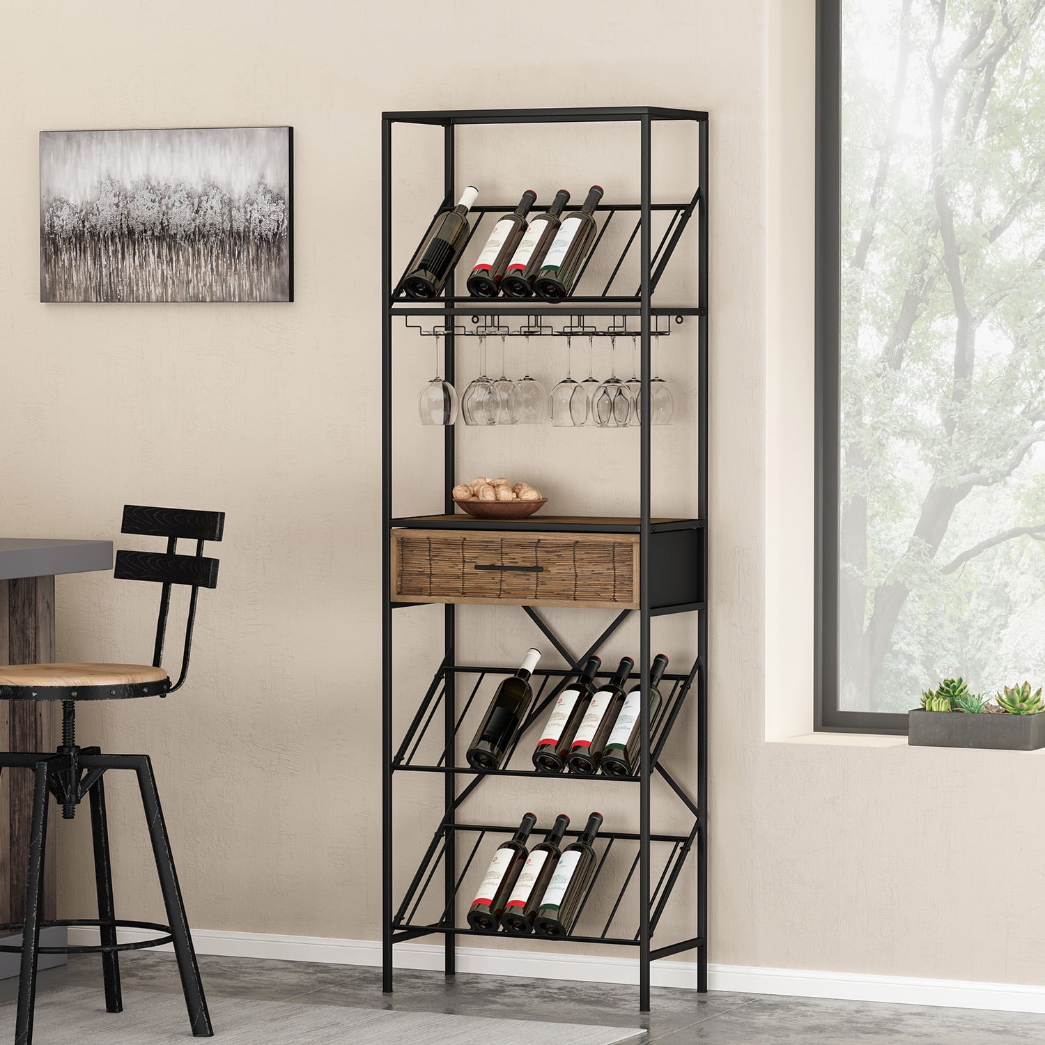 YYAo Wine Rack, Display Holder with Table Top, Free Standing Storage ...