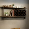thumbnail image 1 of YYAo Wine Rack, Wine Storage Racks,Wall Mount Wine Rack with Glass Holder & Storage Shelf-Walnut, 1 of 9
