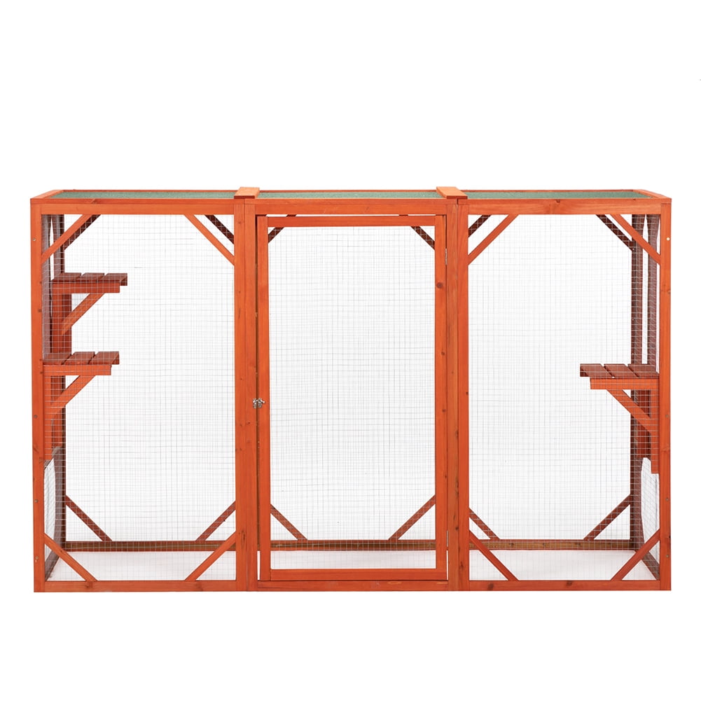 YYAo Wooden Cat House, Outdoor Cat Cage with Waterproof Asphalt Planks