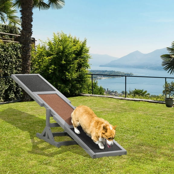 YYAo Wooden Dog Agility Seesaw for Training and Exercise, Platform Equipment Run Game Toy, Weather Resistant Pet Supplies, 71" L x 12" W x 12" H, Natural