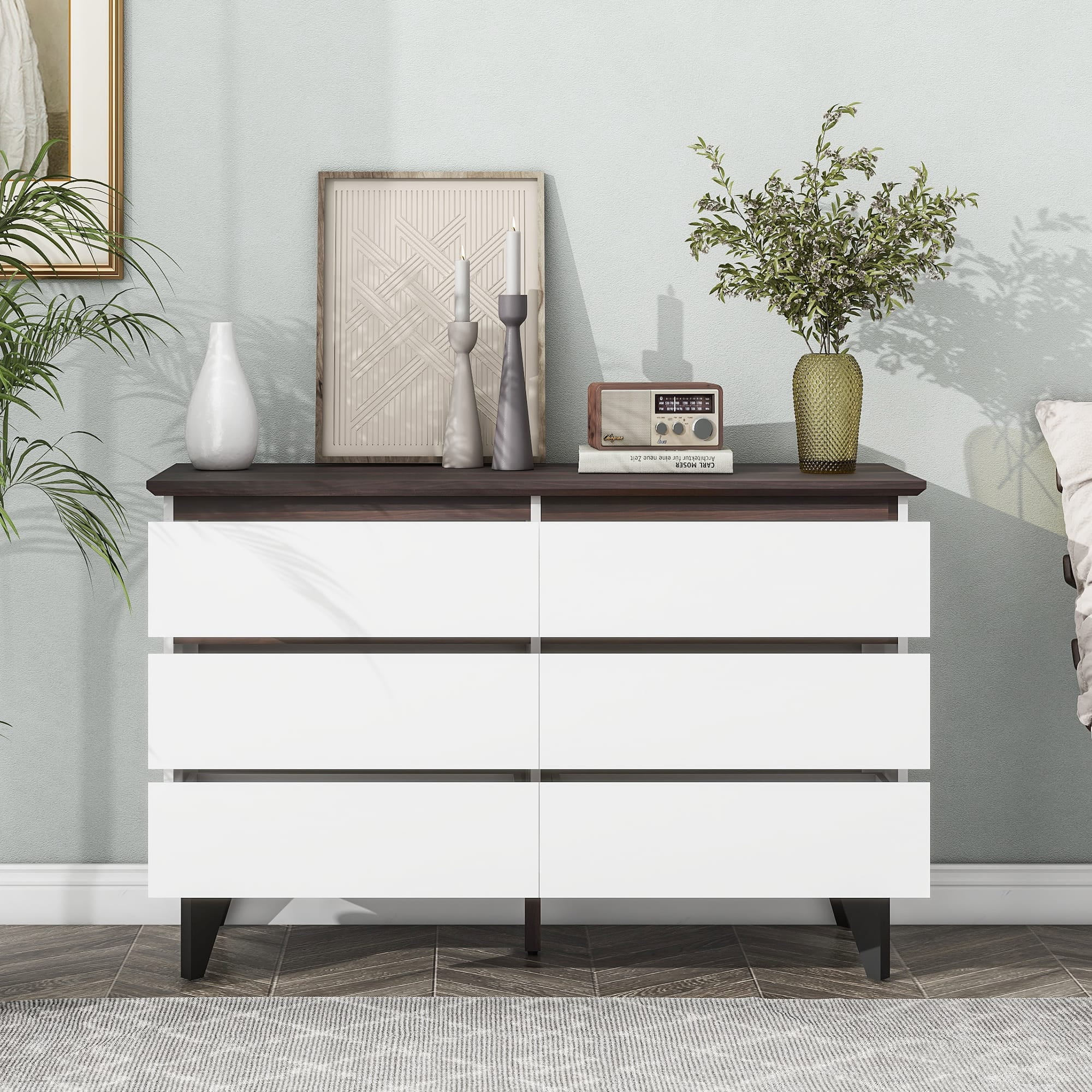YYAo Wooden Nursery Dresser, 6-Drawer Chest of Drawers for Bedroom, 6 Drawer Long Dresser for Kids Room, Living Room, White YYAo Wooden Nursery Dresser, 6-Drawer Chest of Drawers for Bedroom, 6 Drawer Long Dresser for Kids Room, Living Room, White