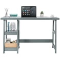 thumbnail image 1 of YYAo Writing Desk, Home Computer Desk,Wooden Trestle Computer Desk with 2-Tier Removable Shelves-Gray, 1 of 7