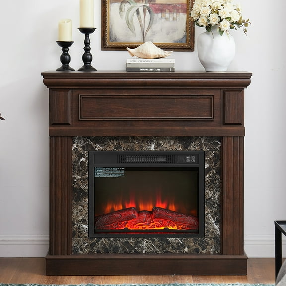 YYAo lectric Fireplace,Electric Fireplace with Mantel,Fireplace Mantel Surround with 23" Fireplace Insert, Cherry