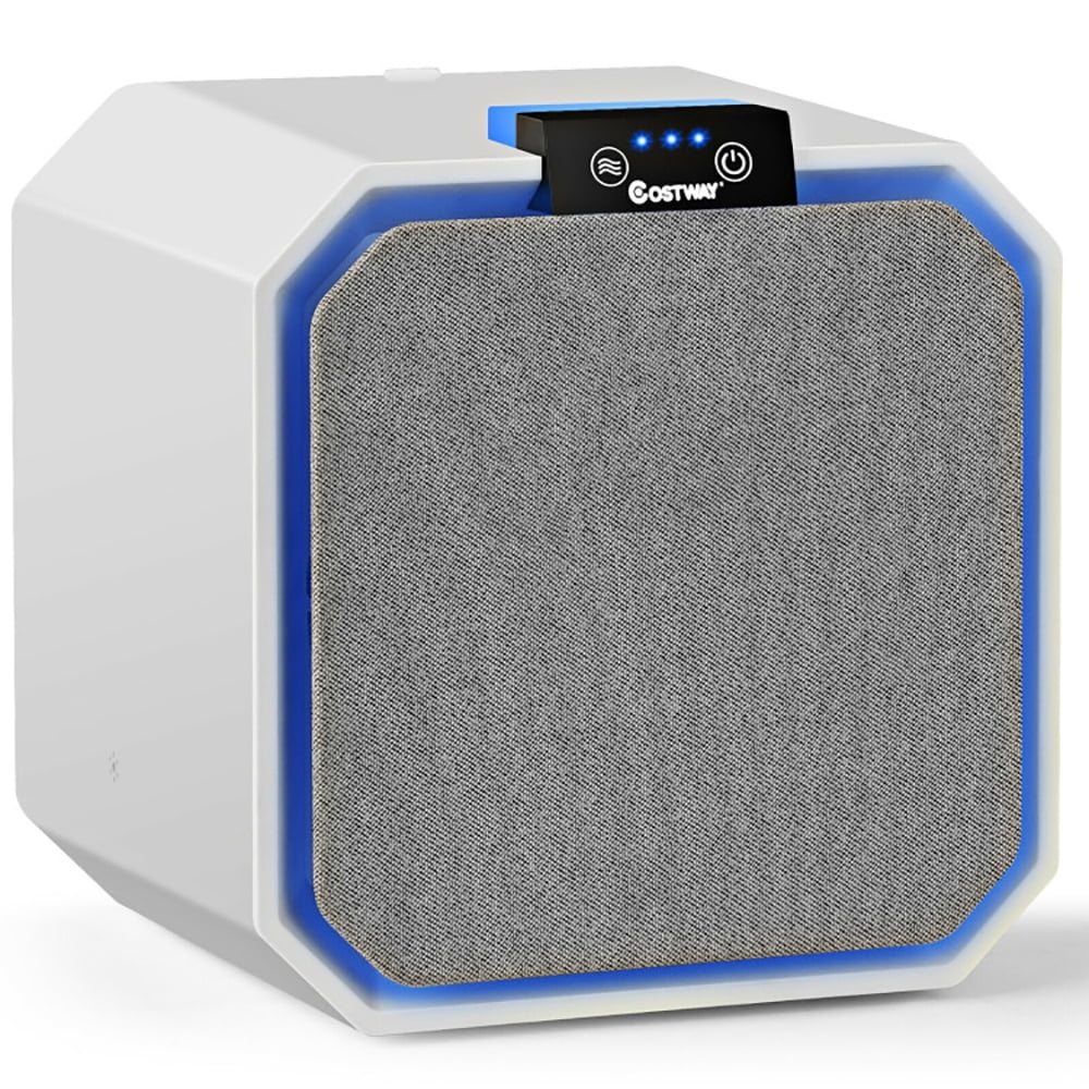 Compact White and Gray Desktop HEPA Air Purifier with Touch Screen