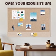 SINGOMON Bulletin Board, Felt Letter Board, Foldable Decorative Tack Board, 24" x 16", with Box of Tacks, Corkboard Wall Alternative, Brown