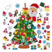 SINGOMON Christmas Decoration, Felt Christmas Tree with 45 Removable Ornaments and String Lights for Christmas, Christmas in July