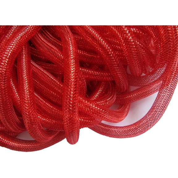YYCRAF 10 Yards Solid Mesh Tube Deco Flex for Wreaths Cyberlox CRIN Crafts 16mm 5/8-Inch (Red)