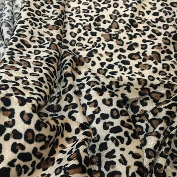 YYCRAFT 1 Yard Velvet Fabric by The Yard Stretch Velvet Sewing Craft Fabric 63 Inch Wide (Leopard)